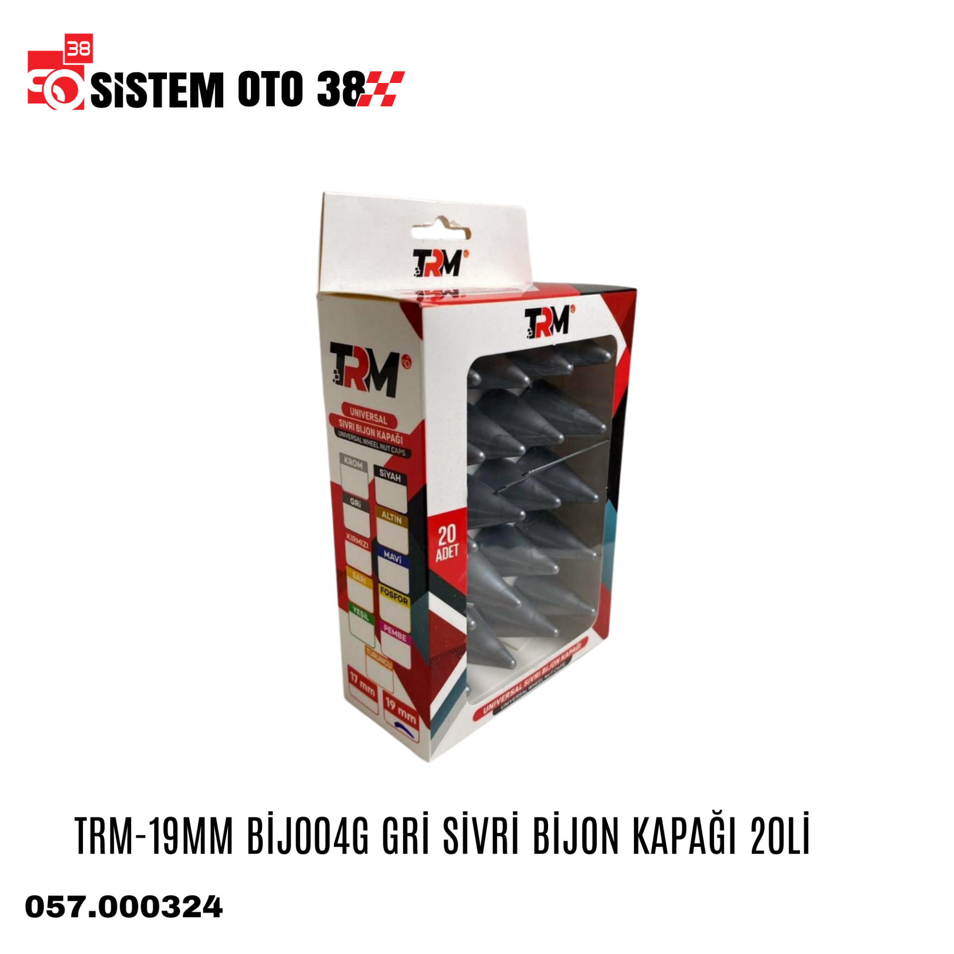TRM-19MM BİJ004G GRİ SİVRİ BİJON KAPAĞI 20Lİ | | MUHTELİF ÜRÜNLER
