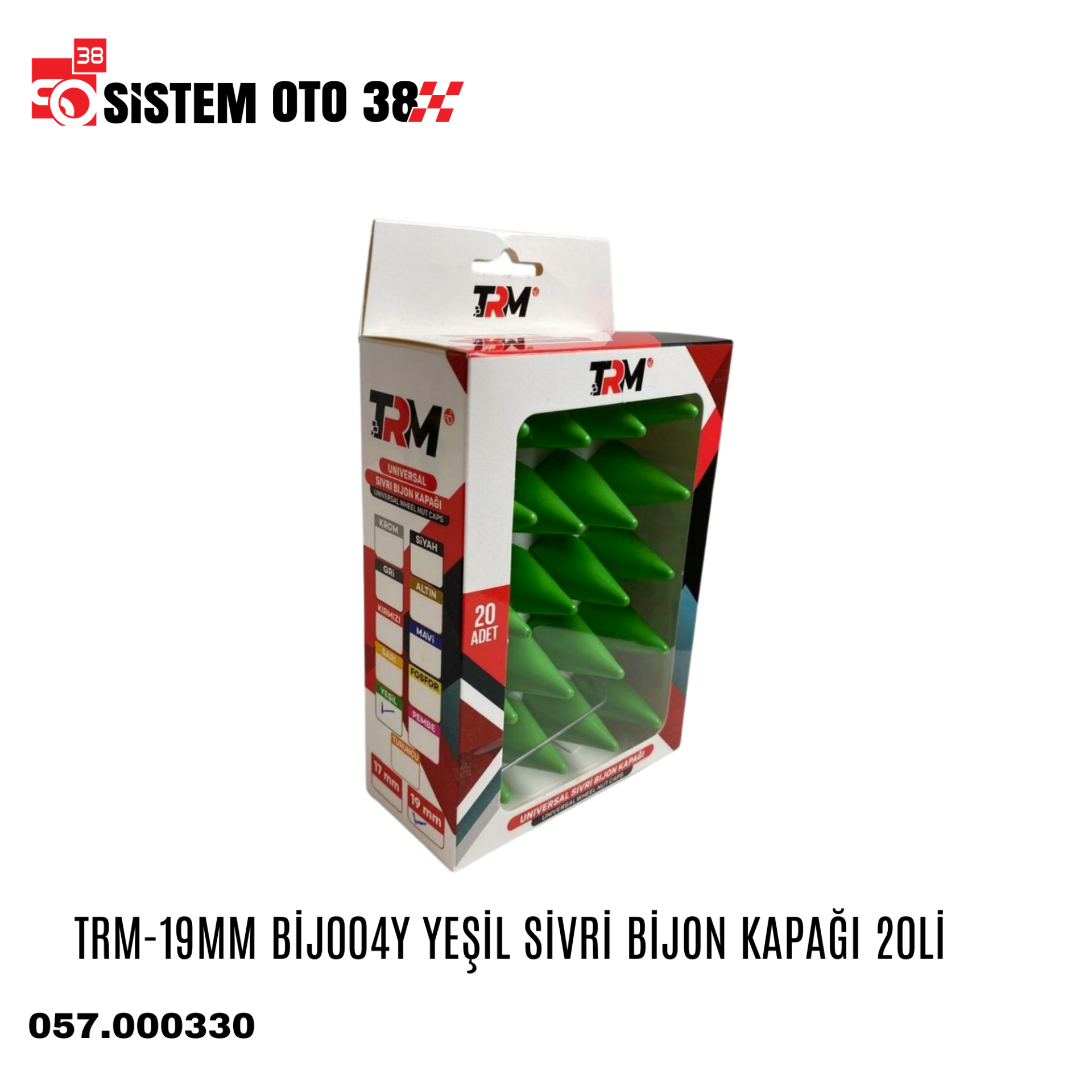 TRM-19MM BİJ004Y YEŞİL SİVRİ BİJON KAPAĞI 20Lİ | | MUHTELİF ÜRÜNLER