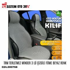 TRM TERLETMEZ MİNDER 3 LÜ ÇİZGİLİ FÜME BEYAZ RENK |  | KOLTUK KILIF VE MİNDER