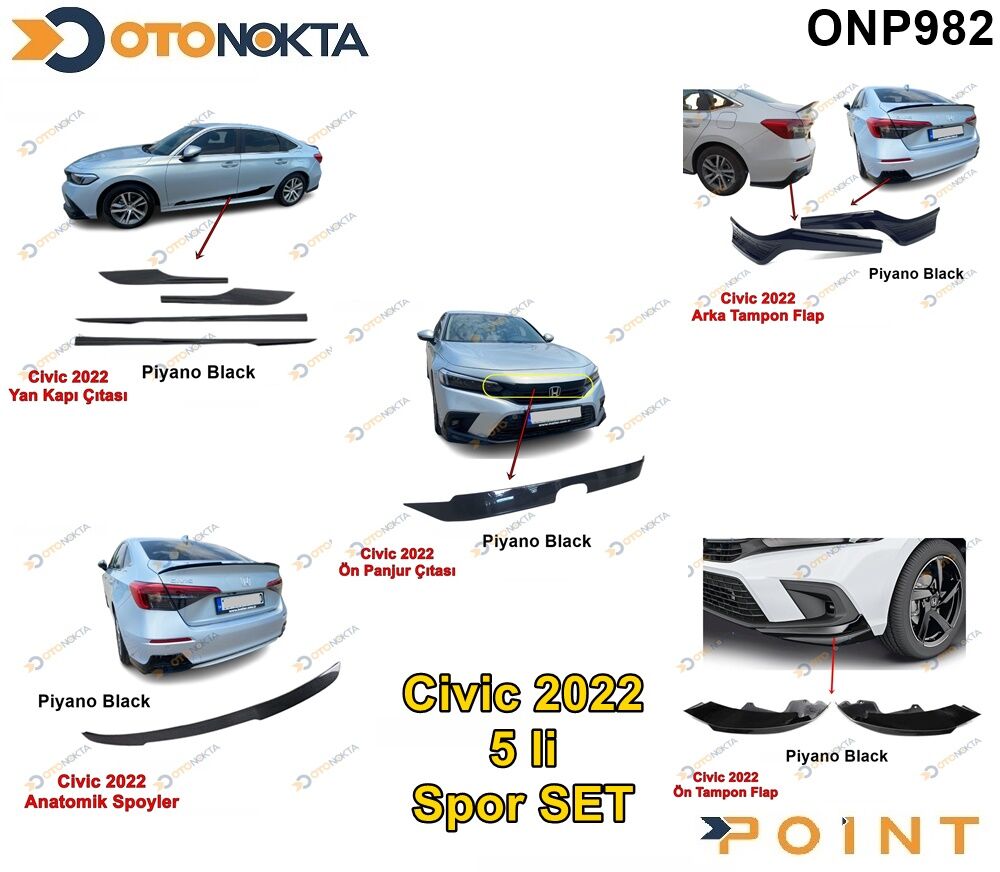 SPOR SET ON-ARKA FLAP SPOYLER YAN KAPI CIVIC 2022
