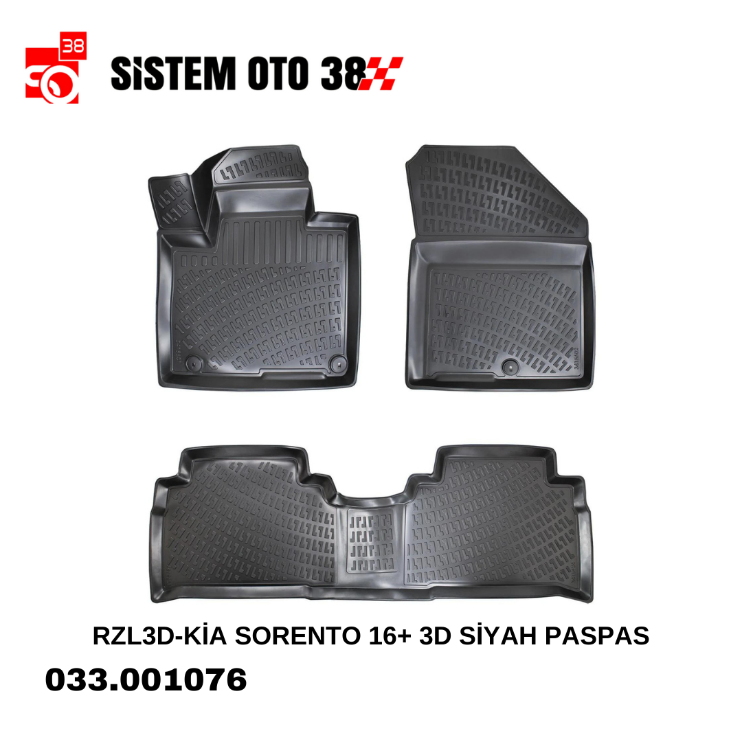 RZL3D-KİA SORENTO 16+ 3D SİYAH PASPAS |  | 3D PASPASLAR