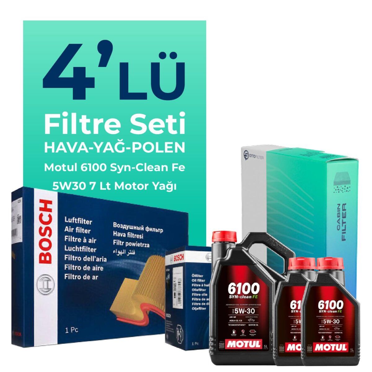 Amarok 2.0 Dizel Filtre Bakım Seti Motul Motor Yağlı (2010-2017) 4 Lü