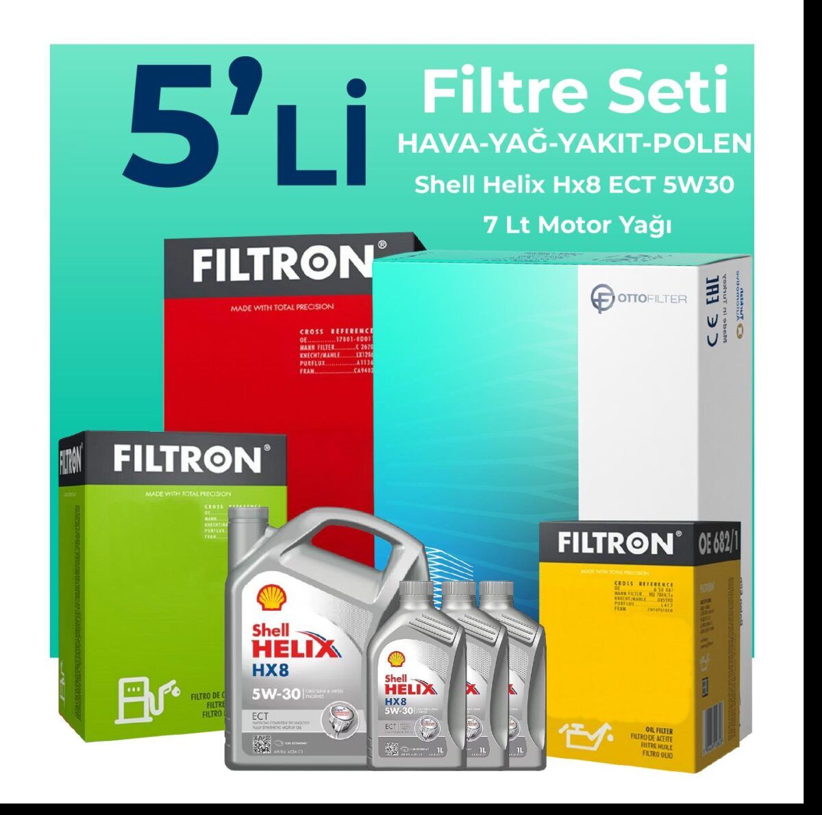 BMW 7.50 Dizel xDrive Filtre Bakım Seti Shell Motor Yağlı (2012-2015) 5 Li