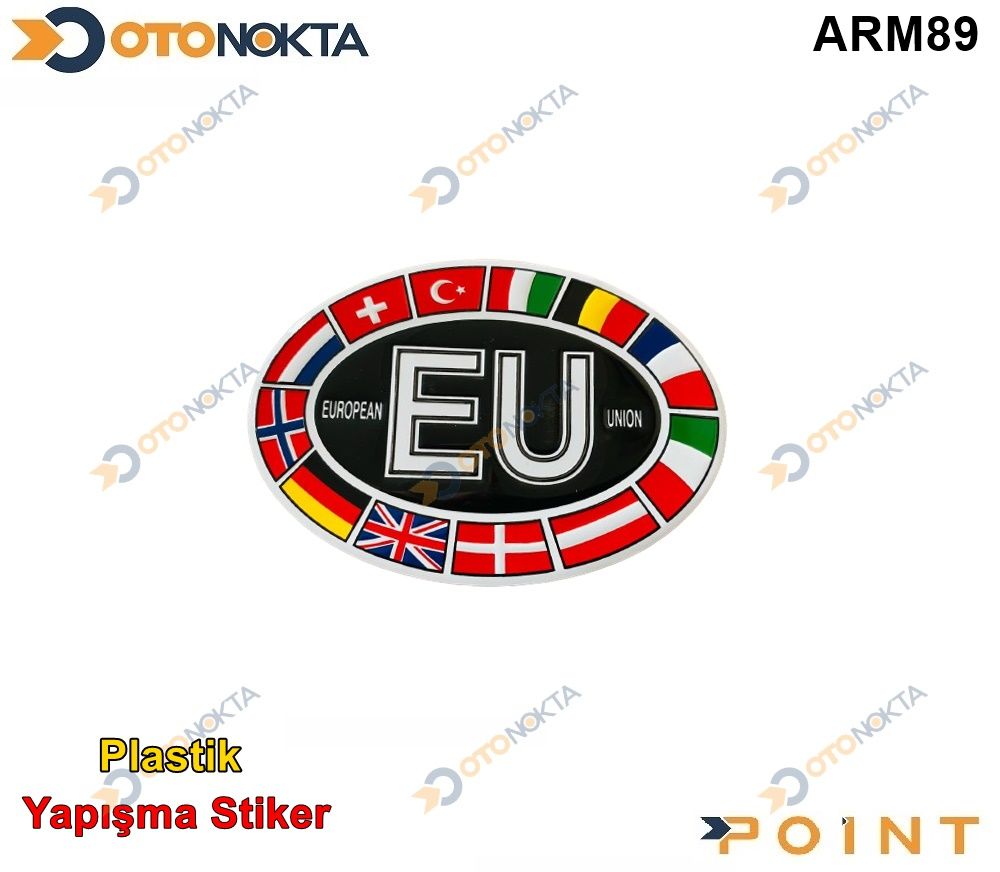 ARMA STICKER EU OVAL BAYRAKLI BEYAZ
