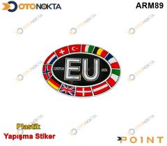 ARMA STICKER EU OVAL BAYRAKLI BEYAZ
