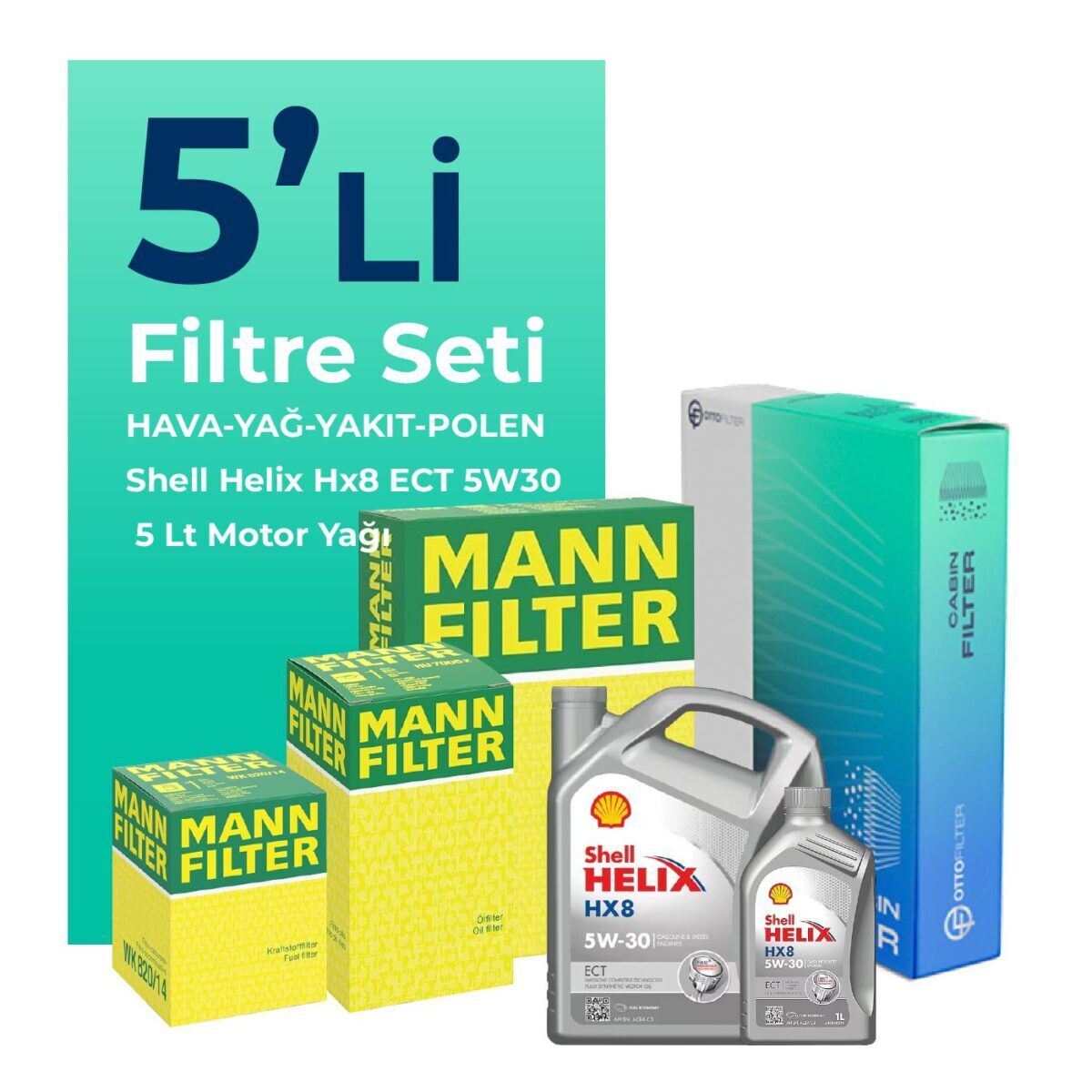 BMW 3.20 Dizel 184 HP Filtre Bakım Seti Shell Motor Yağlı (2012-2018) 5 Li