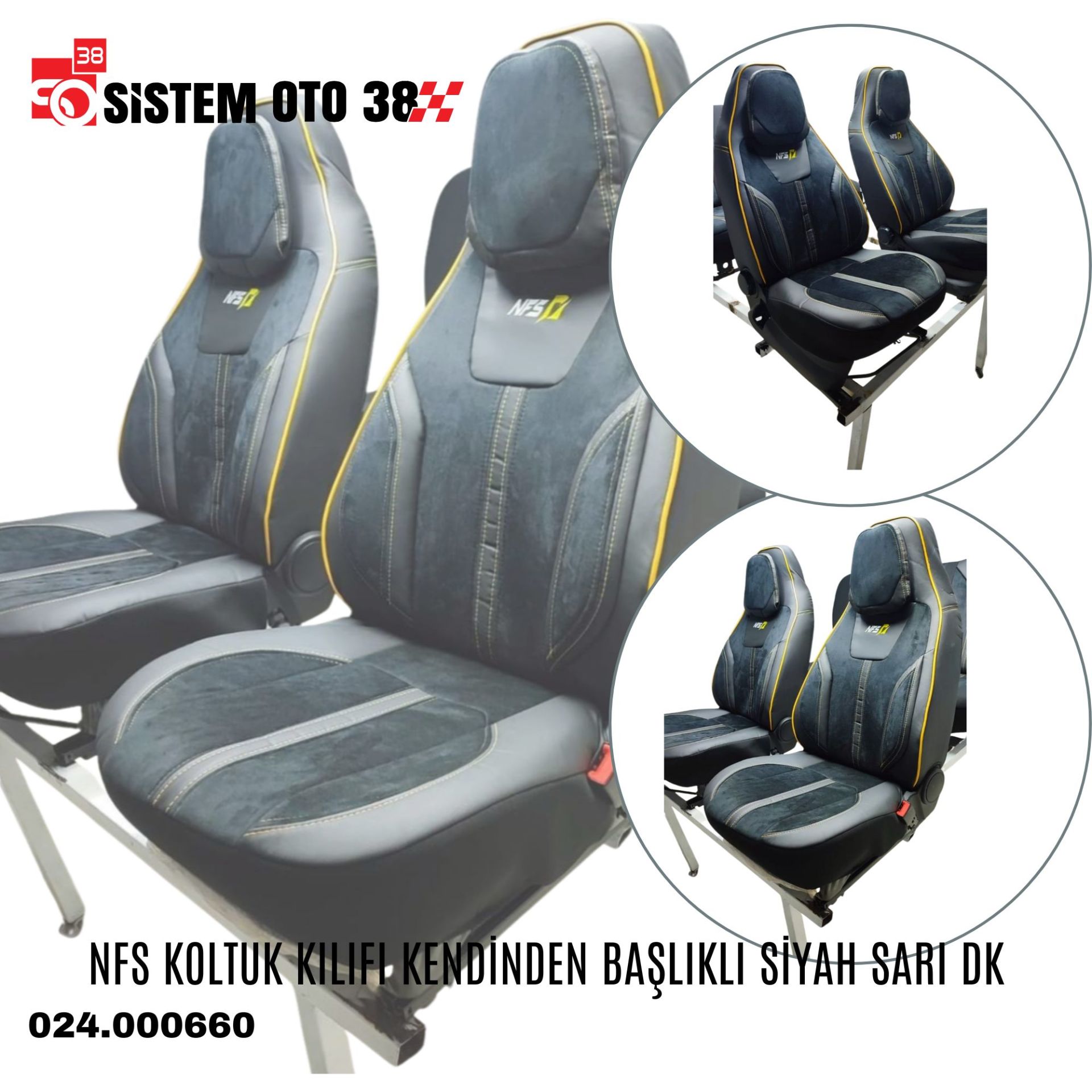 NFS KOLTUK KILIFI KENDİNDEN BAŞLIKLI SİYAH SARI DK |  | KOLTUK KILIF VE MİNDER