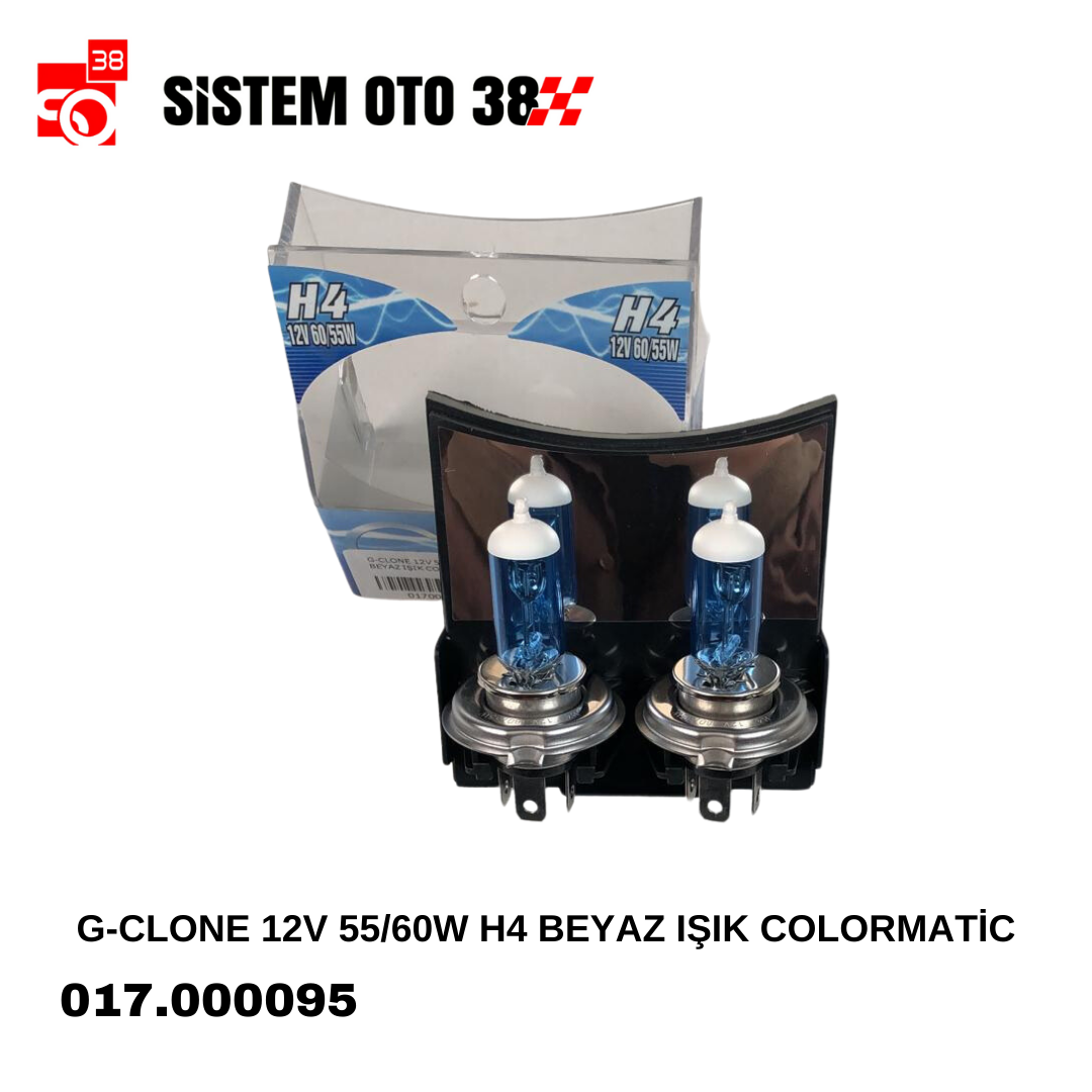 G-CLONE 12V 55/60W H4 BEYAZ IŞIK COLORMATİC |  | HALOJEN AMPUL GRUBU