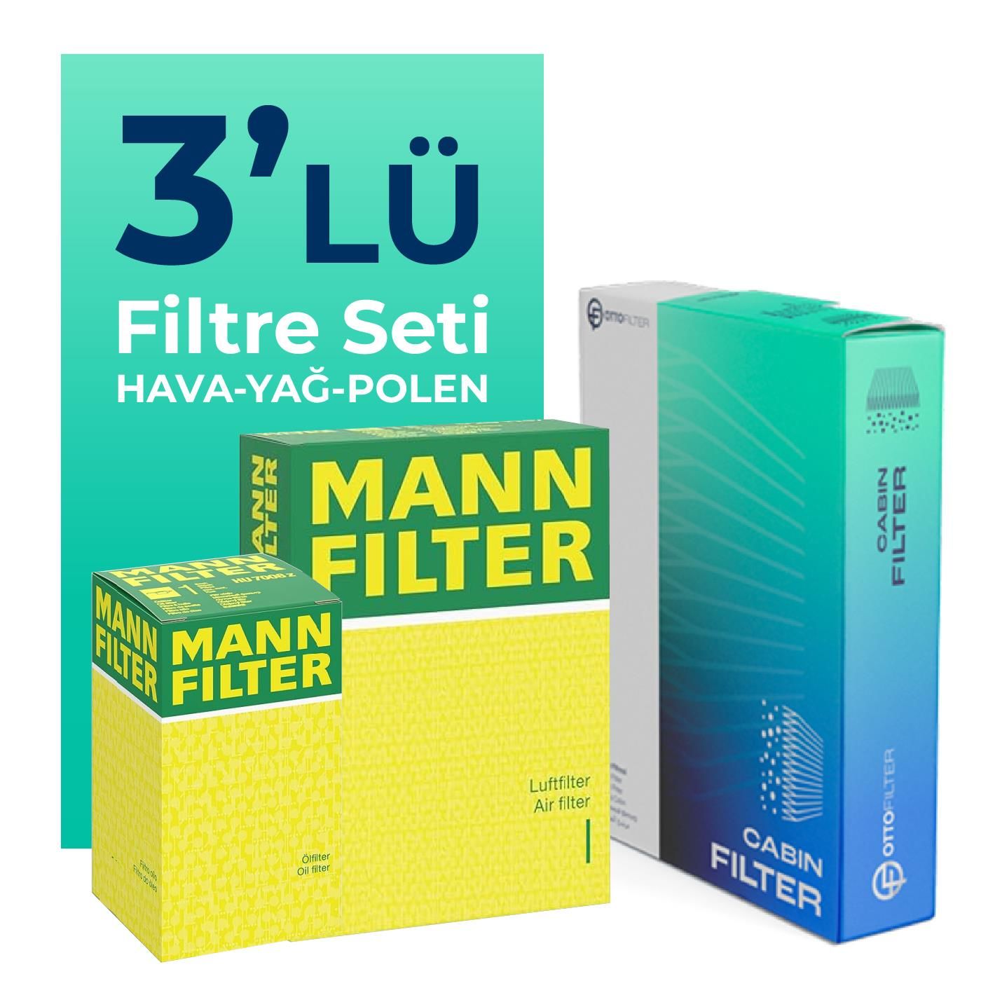 MANN Renault Austral 1.3 Hybrid Filtre Bakım Seti (2022-2025) 3 Lü