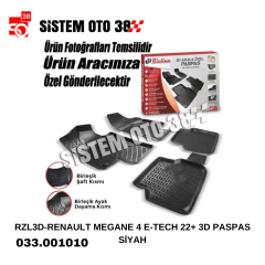 RZL3D-RENAULT MEGANE 4 E-TECH 22+ 3D PASPAS SİYAH |  | 3D PASPASLAR