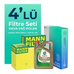 MANN Volkswagen Caddy 2.0 Dizel Filtre Bakım Seti Castrol Motor Yağlı (2020-2025) 4 Lü