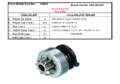 MARŞ DİŞLİSİ 9D (0998) BOSCH TİPİ FIAT BRAVO 1.8,2.00,MAREA PUNTO LANCİA TOYOTA COROLLA CARİNA CELİCA 1993->