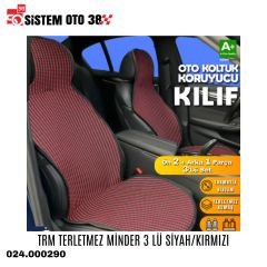 TRM TERLETMEZ MİNDER 3 LÜ SİYAH/KIRMIZI |  | KOLTUK KILIF VE MİNDER
