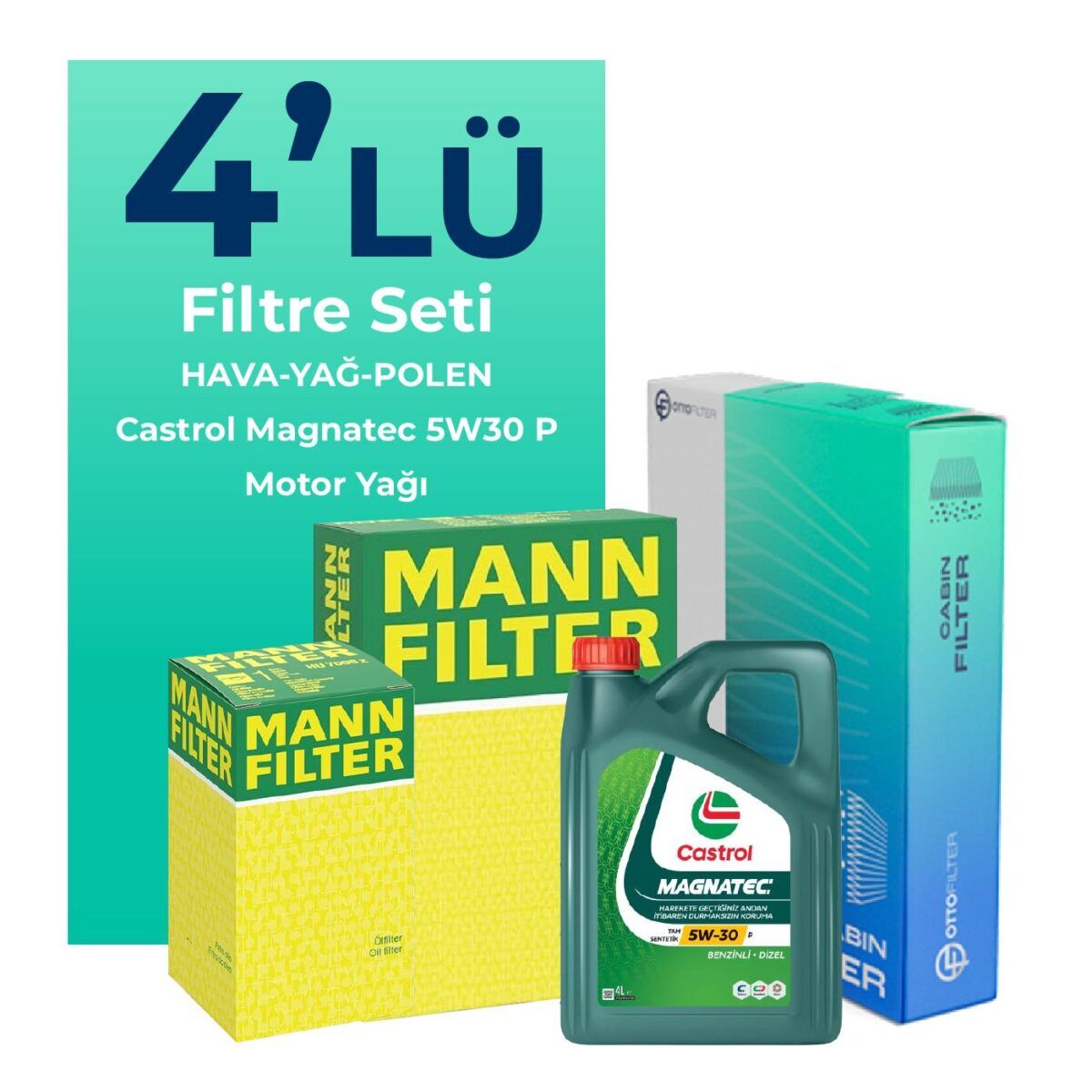 Peugeot 5008 1.5 Dizel Filtre Bakım Seti Castrol Motor Yağlı (2018-2024) 4 Lü