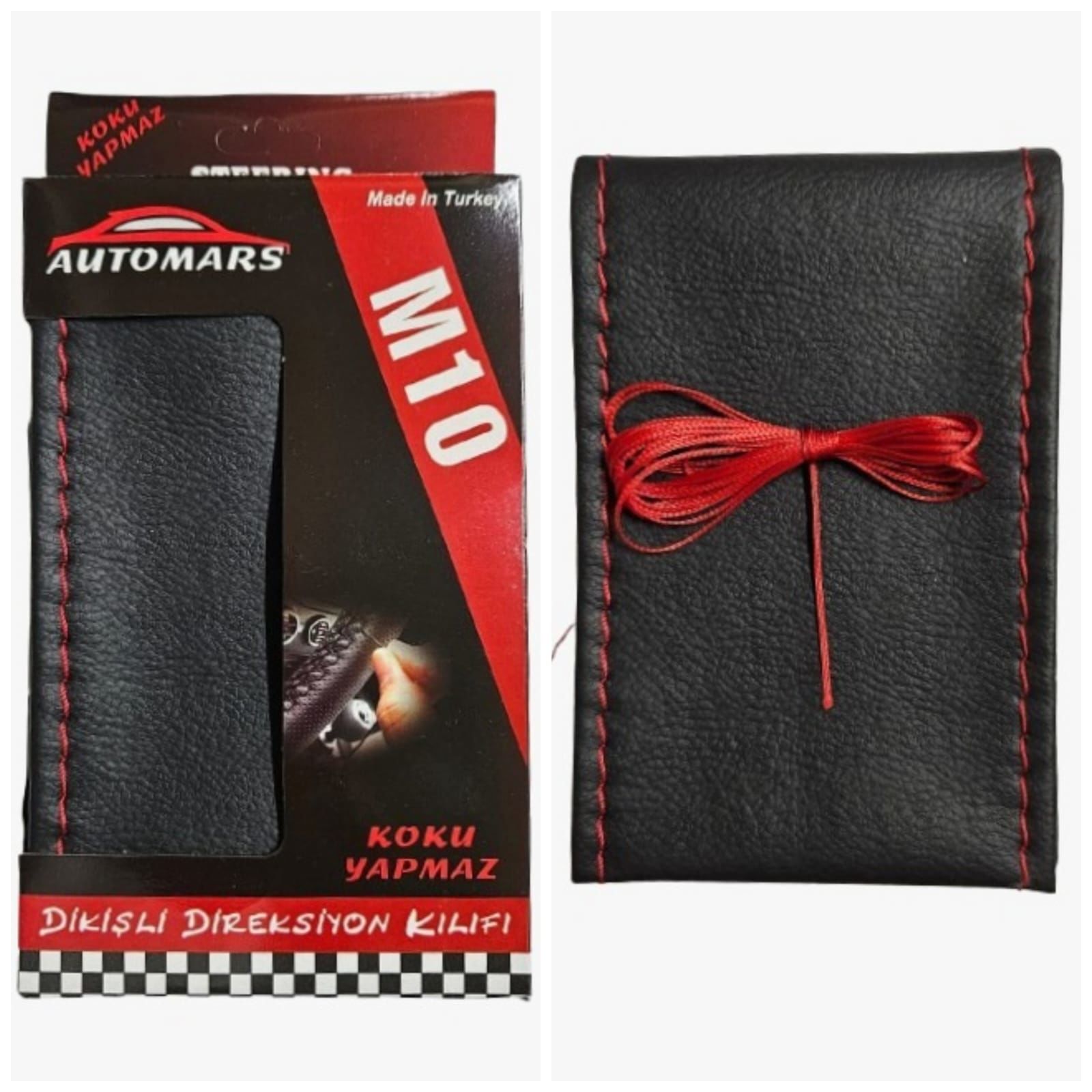 DİREKSİYON KILIFI İÇTEN ÖRME KIRMIZI İP | AUTOMARS