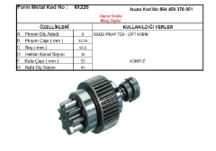MARŞ DİŞLİSİ 9 DİŞ,HİTACHİ TİPİ CW ISUZU PICKUP, TEK KABİN, ÇİFT KABİN