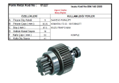 MARŞ DİŞLİSİ 9D-2R>DAEWOO FORKLİFT KAMATSU FD 25-30 FORKLİFT/ISUZU PİCKUP D MAX