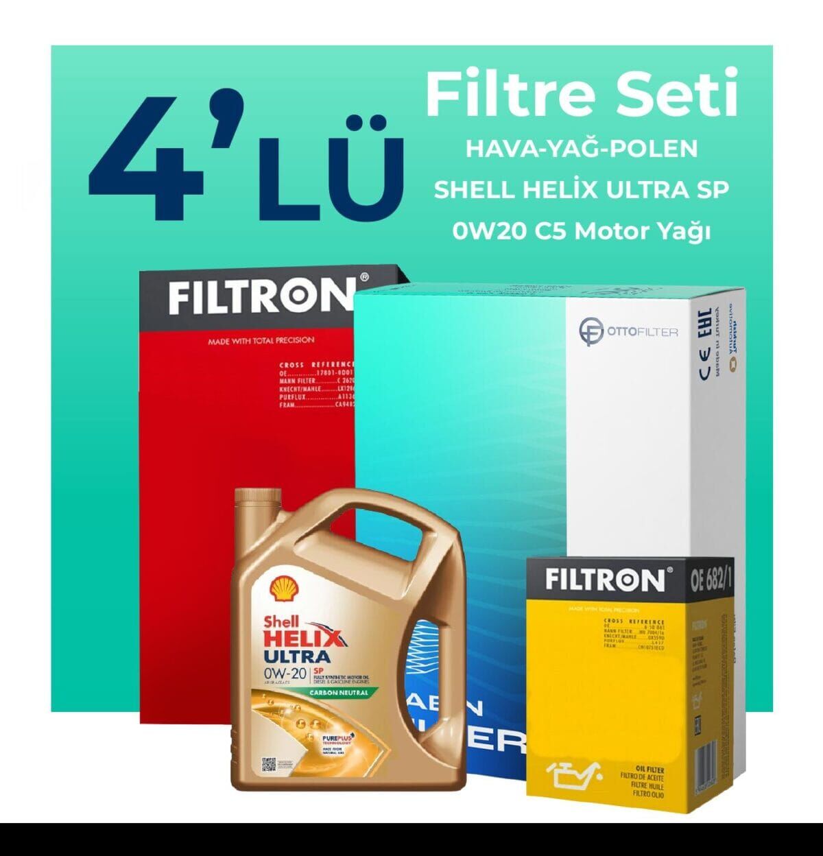 Skoda Karoq 1.0 TSi Filtre Bakım Seti Shell Motor Yağlı (2017-2019) 4 Lü