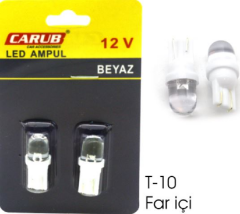 AMPUL>(2AD) LED BÜYÜK DİPSİZ 12V BEYAZ