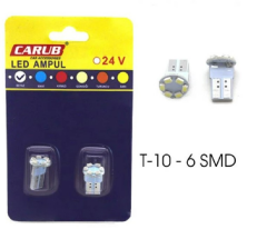 AMPUL LED 24V T-10  6 SMD FİBER BEYAZ