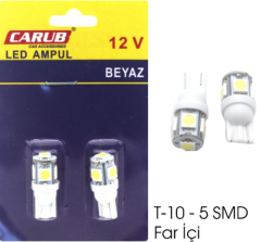 AMPUL>(2AD) LED B.DİPSİZ BEYAZ 12V SMD 5 LEDLİ