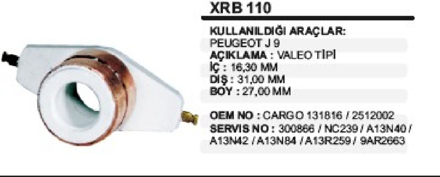 ROTOR BAKIRI VALEO TIP PEJO J-9 İÇ DELİK:17mm DIŞ ÇAP:31mm BOY:27mm