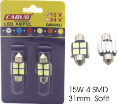 AMPUL>(2AD) LED 15W SOFİT TİP 31MM 12V BEYAZ SMD 4 LEDLİ