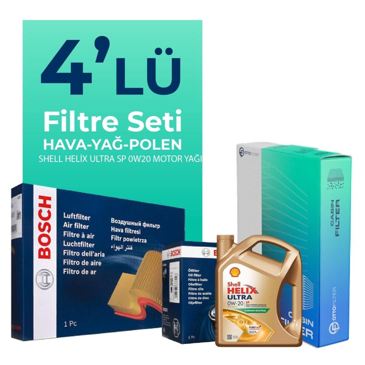 Skoda Fabia 1.0 TSi Filtre Bakım Seti Shell Motor Yağlı (2020-2024) 4 Lü