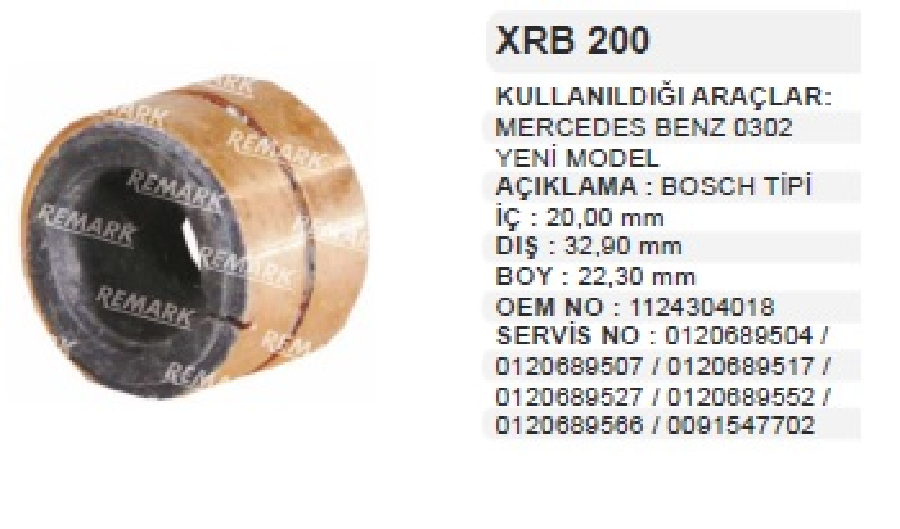 ROTOR BAKIRI BOSCH TIP MB.0302 YM.İÇ DELİK:20mm DIŞ ÇAP:33mm BOY:24mm
