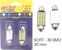 AMPUL>(2AD) LED 6W SOFİT TİP 39MM 12V BEYAZ SMD 30 LEDLİ