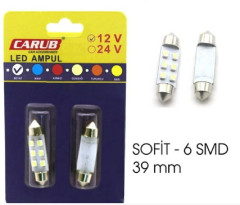 AMPUL LED 12V 6LED SOFİT 39MM SMD BEYAZ