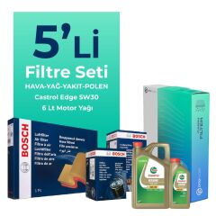 Volkswagen Transporter T5 1.9 Dizel Filtre Bakım Seti Castrol Motor Yağlı (2004-2009) 5 Li