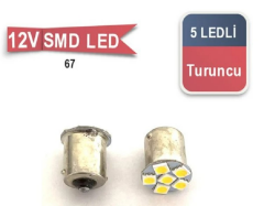 AMPUL LED 12V 5 LED 67 SMD TURUNCU