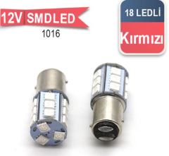 AMPUL > (2AD) LED 1016 12V KIRMIZI SMD 18 LEDLİ