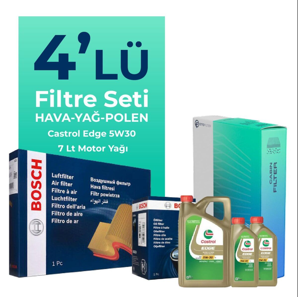 BMW X5 3.0 Dizel Filtre Bakım Seti Castrol Motor Yağlı (2011-2013) 4 Lü