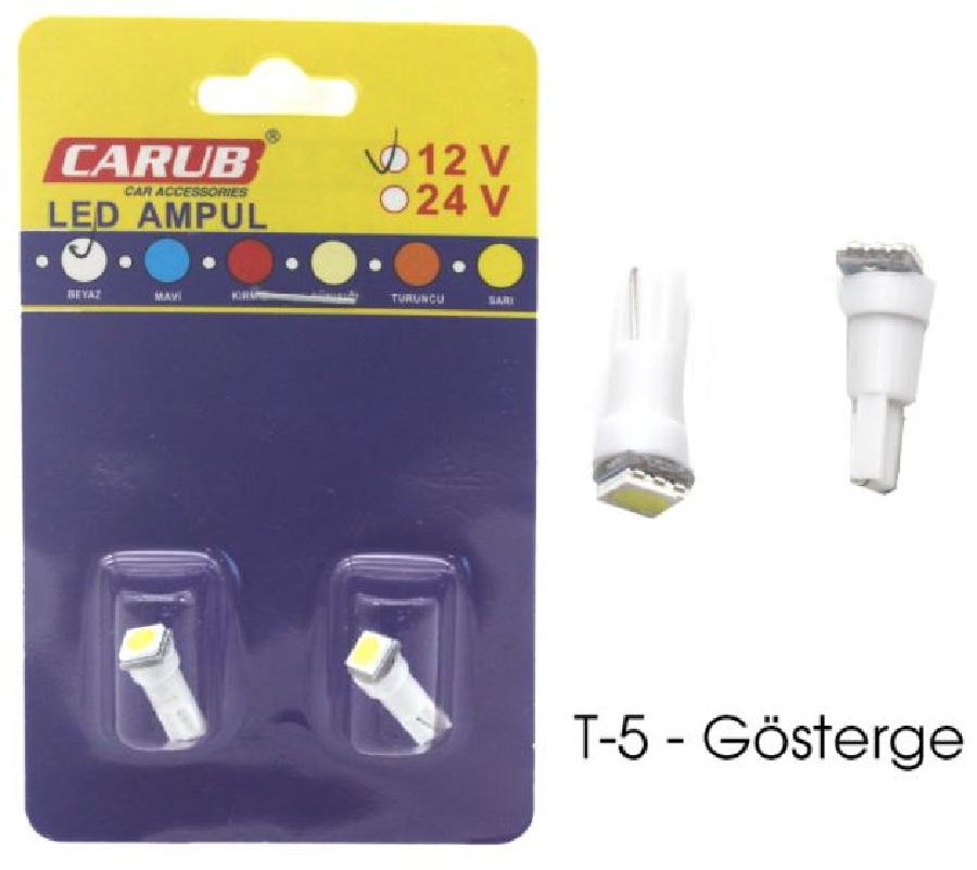 AMPUL>(2AD) LED MİNİ DİPSİZ 12V BEYAZ COB LEDLİ T5