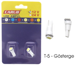 AMPUL>(2AD) LED MİNİ DİPSİZ 12V BEYAZ COB LEDLİ T5
