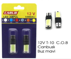 AMPUL LED 12V T-10 C.O.B BUZ MAVİ CANBUS