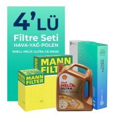 MANN Toyota Yaris 1.5 Benzin Filtre Bakım Seti Shell Motor Yağlı (2020-2023) 4 Lü