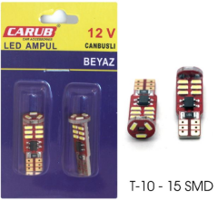 AMPUL>(2AD) LED B.DİPSİZ BEYAZ 12V 15 LEDLİ 20W ARIZA LAMBASI YAKMAZ (CANBUS)