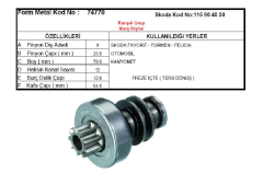 MARŞ DİŞLİSİ 9D PAL TİPİ (0831) SKODA FAVORIT,FELICIA-FORMEN OTOMOBİL KAMYONET CCW TERS DÖNÜŞ