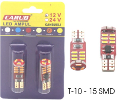 AMPUL>(2AD) LED B.DİPSİZ TURUNCU 12V 15 LEDLİ 20W ARIZA LAMBASI YAKMAZ (CANBUS)