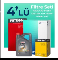 Filtron Alfa Romeo 147 1.6 TS Filtre Bakım Seti Castrol Motor Yağlı (2001-2010) 4 Lü