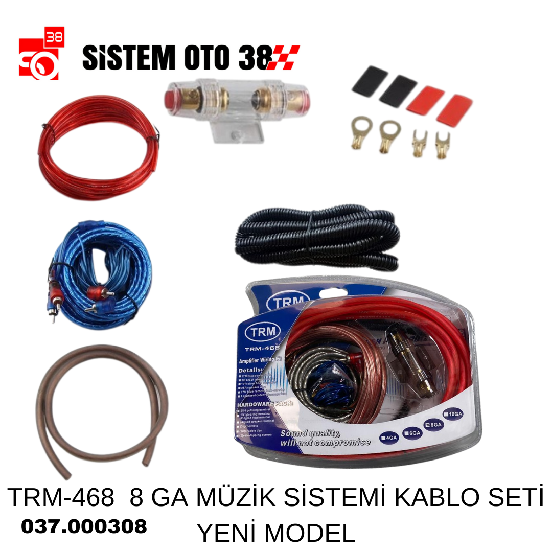 TRM-468  8 GA MÜZİK SİSTEMİ KABLO SETİ YEMİ MODEL |  | SES MONTAJ EKİPMANLARI