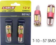 AMPUL>(2AD) LED B.DİPSİZ BEYAZ 12V 57 LEDLİ 20W ARIZA LAMBASI YAKMAZ (CANBUS)