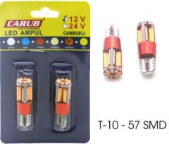 AMPUL>(2AD) LED B.DİPSİZ TURUNCU 12V 57 LEDLİ 20W ARIZA LAMBASI YAKMAZ (CANBUS)