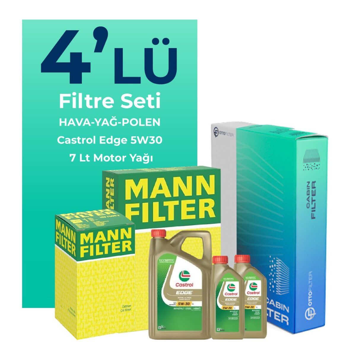 BMW X6 40 Dizel Filtre Bakım Seti Castrol Motor Yağlı (2014-2019) 4 Lü