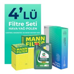 MANN Volvo S80 1.6 Dizel Filtre Bakım Seti Castrol Motor Yağlı (2010-2012) 4 Lü