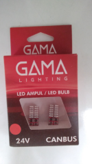 AMPUL>(2AD) LED B.DİPSİZ KIRMIZI 24V 24 LEDLİ ARIZA LAMBASI YAKMAZ (CANBUS)