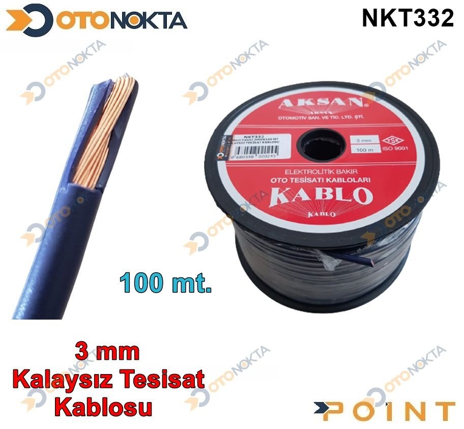 KABLO YASSI 3MMX100 MT KALAYSIZ TESISAT KABLOSU